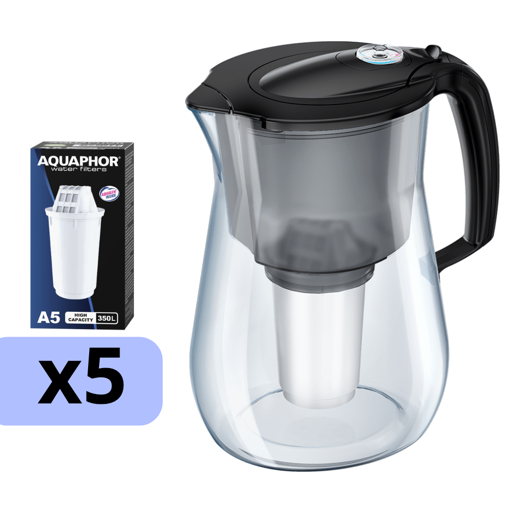 [5-210296] AQUAPHOR filtrační konvice Provence A5 + 5 vložek A5 (černá)