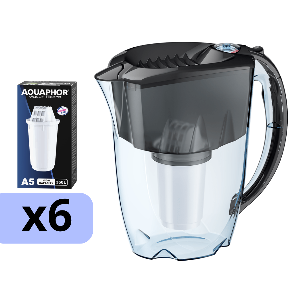 [6-212313] AQUAPHOR filtrační konvice Prestige A5 + 6 vložek A5 (černá)