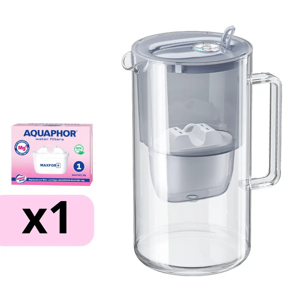 AQUAPHOR filtrační konvice GLASS MAXFOR+ Mg + 1 vložka MAXFOR+ Mg