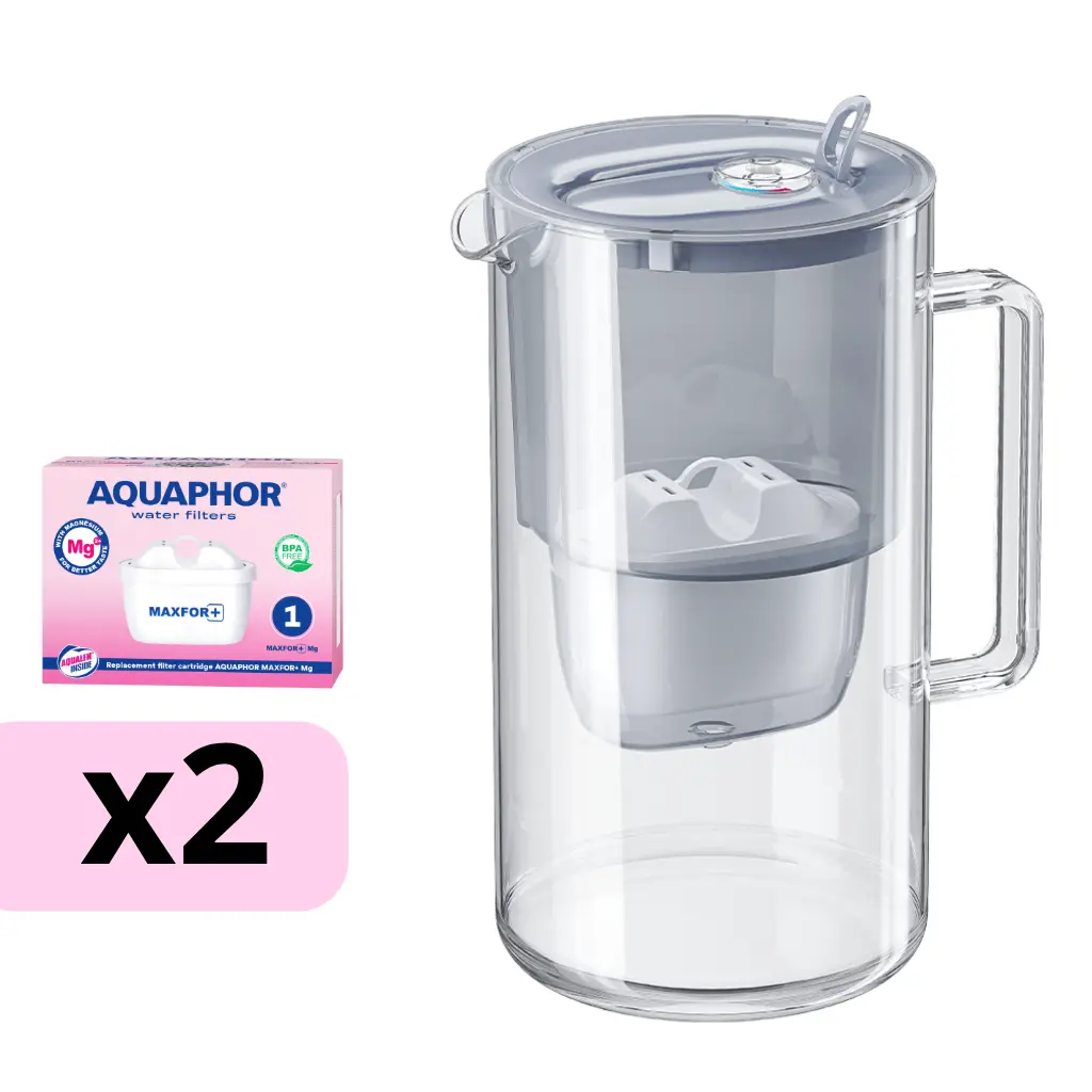 AQUAPHOR filtrační konvice GLASS MAXFOR+ Mg + 2 vložky MAXFOR+ Mg