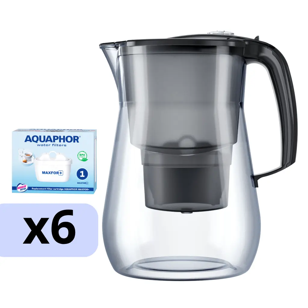 [6-212317] AQUAPHOR filtrační konvice Onyx + 6 vložek MAXFOR+ (černá)